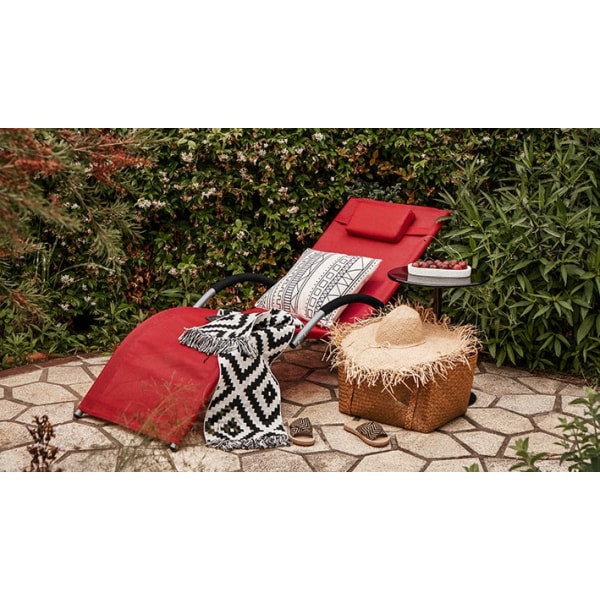 Rootz Garden Lounger - Solstol - Solstol - Syntetfibertyg som andas - Komfortkudde ingår - Idealisk för trädgård och terrass - 55cm x 67cm x 165cm