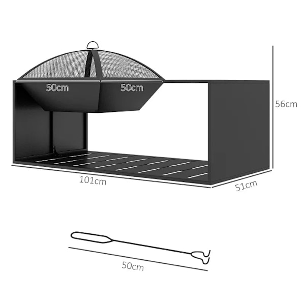 Rootz BBQ Grill - 4 hovedbrændere - Sidekroge - 1 varmeplade - Sidebord - Bundhylde - Krydderihylde - Galvaniseret stål - Rustfrit stål - Sort-sølv -