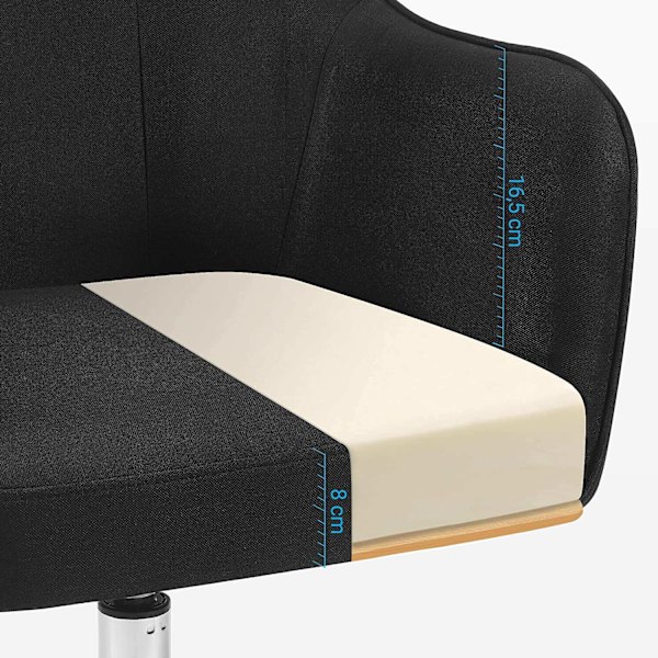 Rootz höjdjusterbar kontorsstol - Skrivbordsstol - Snurrstol - Svart linneimitation - Modern design - PU-hjul - Stålram - 65cm x 69cm x (83-93)cm