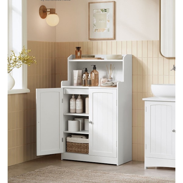 Rootz Badeværelsesskab Cloud White - Opbevaringsenhed - MDF-konstruktion - 2 låger og hylder - Stort og robust - 30cm x 60cm x 100cm