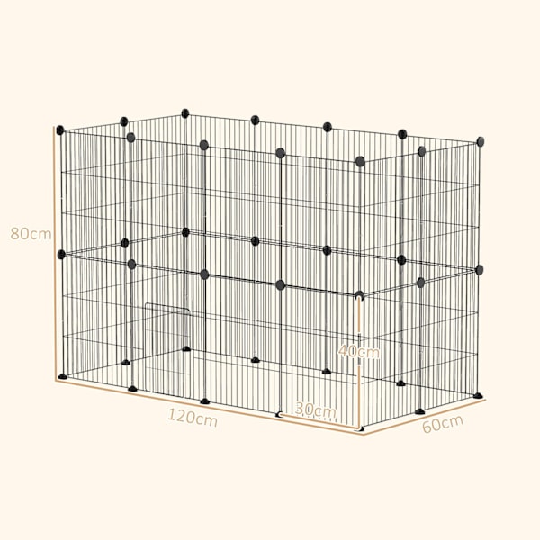 Rootz Small Animal Cage - Udendørs kabinet - Modulær konstruktion - Rummelig 0,72 m² område - Stål - 120 cm x 60 cm x 80 cm