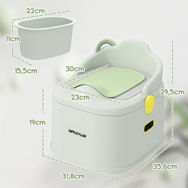 Rootz Children's 3 -in -1 Potty - Kids Commode - toaletttränare - mjuk säte - 35,6 cm x 31,8 cm x 29,5 cm - håller upp till 50 kg - grå