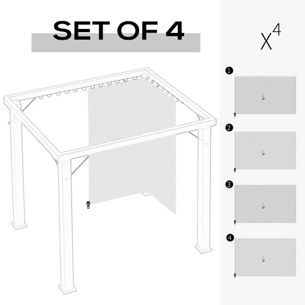 Rootz Gazebo - Sidopaneler - C-ringar - Krokar - Hållbar - Långvarig - Ersättningsgardiner Gazebo - Fyrkantiga - Rundade stänger - 100% polyester - Lj