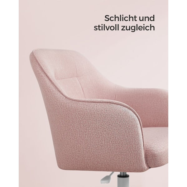 Rootz Pink Swivel Chair - Kontorsstol - Rullstol - Stålstomme - Foam Vaddering - 69cm x 65cm x (83-93cm) - Justerbar höjd