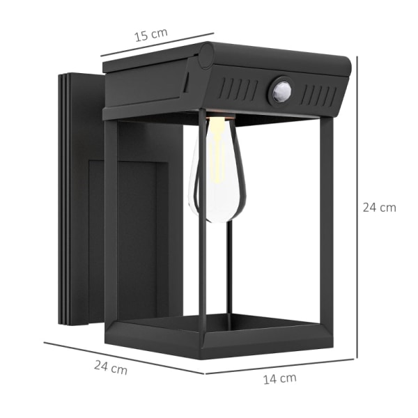 Rootz Garden Solar Light - Udendørs Light - Solar Lamp - Vejrbestandig - Bevægelsessensor - 14cm x 24cm x 24cm - Sort