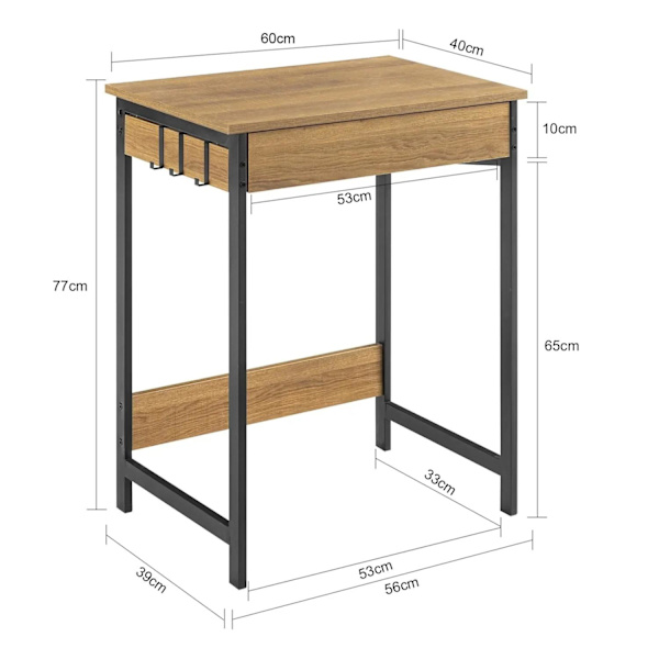 Rootz- Computer Skrivebord Arbejdsstation Skrivebord Børn Teenagere Skrivebord- B60 x D40 x H77cm