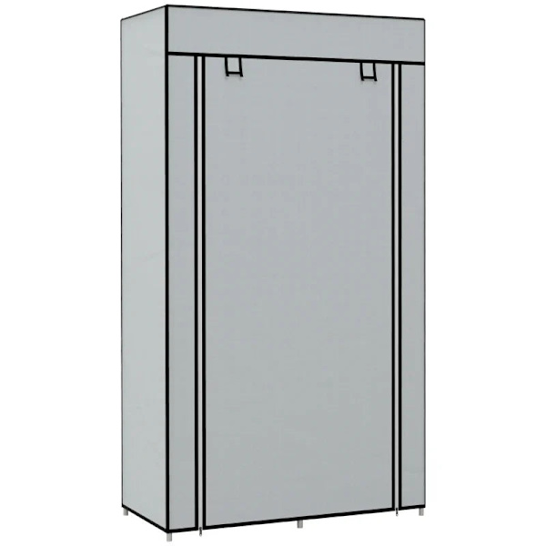 Rootz Garderobe - Stofskab - 1 Tøjstang - 2 Skuffer - Skydeskuffer - Ikke-vævet stof - Grå - 83 x 42,5 x 162,5 cm
