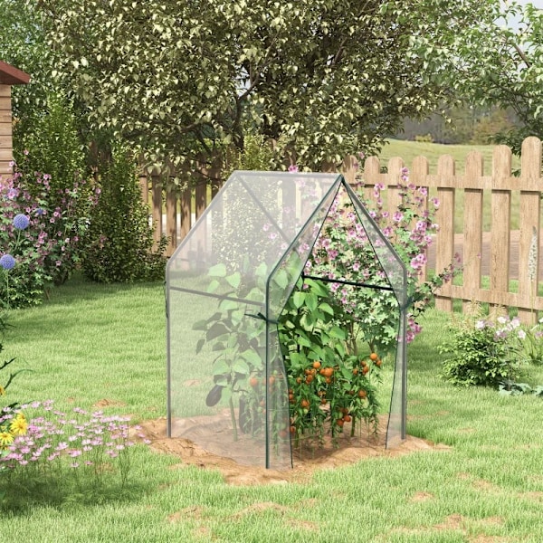 Rootz Drivhus - Cold Frame Drivhus - Film Drivhus - Mini Drivhus - Stål - Plastik - Gennemsigtig + Sort - 90 cm x 90 cm x 145 cm