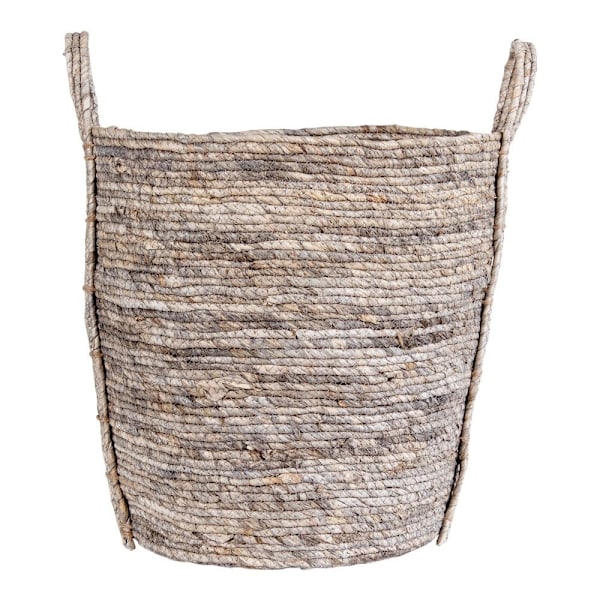 Rootz Udine Round Basket - Grey Basket - Palm Leaf Storage - Stylish Home Organization