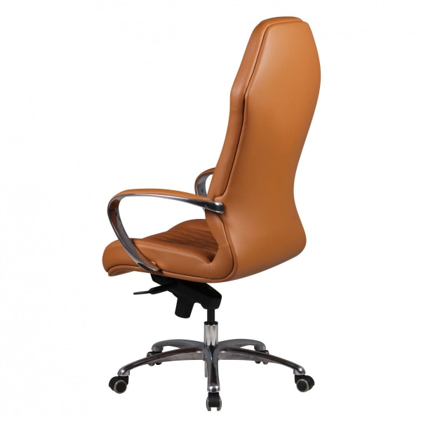 Rootz Executive Chair - Äkta läder - Armstöd i aluminium - Ergonomisk design - Karamellfärg - 126-136cm x 70cm x 70cm