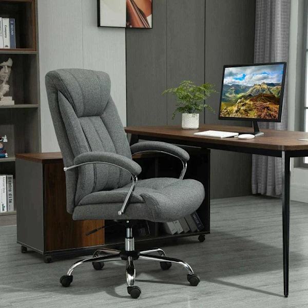 Rootz kontorsstol - Kontorsstol med vippfunktion - Ergonomisk stol - Skrivbordsstol - Vridstol med ryggstöd - Justerbar i höjdled - Grå - 65 x 78 x 11