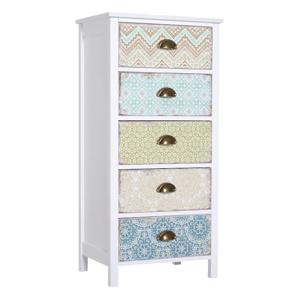 Rootz byrå - Siedeboard - Kommoder - Modern design - 5 lådor - Förvaringsskåp - Furu - Flerfärgad - 46L x 34W x 97,5H cm