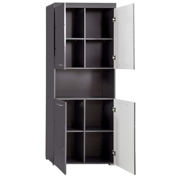 Rootz Badeværelsesskab - Højskab med åbent rum - Højglans - 73 x 190 x 31 cm White High gloss