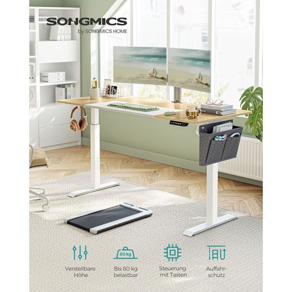 Rootz Elektriskt stående skrivbord - Justerbart skrivbord - Sit Stand Skrivbord - Spånskiva Stålstomme - Non-Woven Tyg - Pastell Yellow-Base White - 7