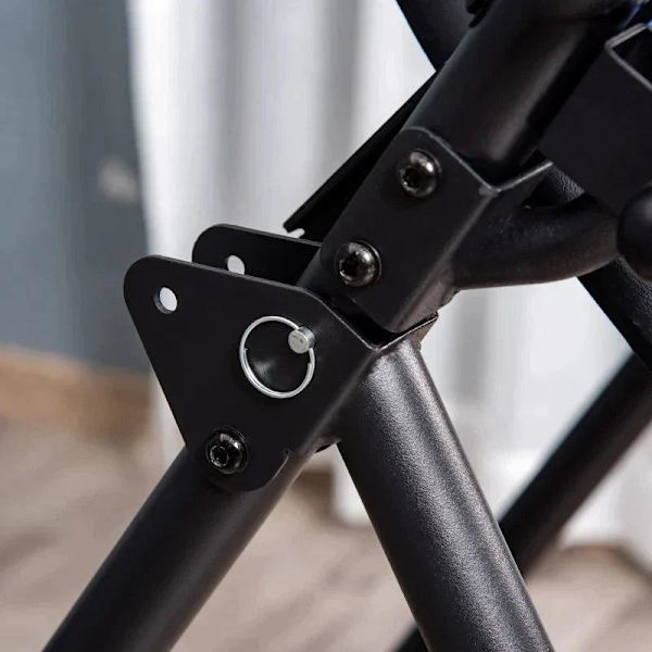Rootz Gravity Bypass Bord - Inversionsbord - Foldbar Gravity Trainer med to bevægelige hjul - Justeret rygpude - Justeret rygpude - Sort/Blå - 132 x 7