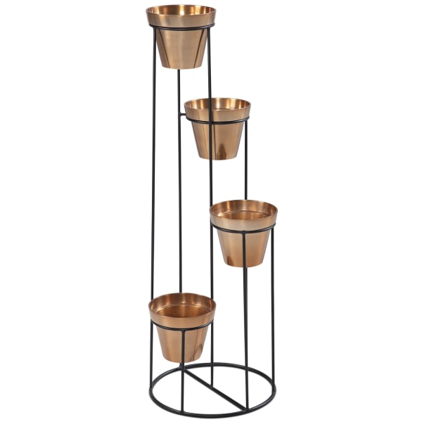 Rootz Modern Plant Stand - Kukkahylly - Kukkateline - Musta ja kulta - Käsintehty - Irrotettavat ruukut - Alumiini - Rauta - 40cm x 109cm x 40cm