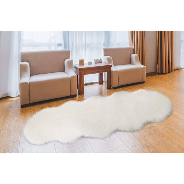 Rootz Faux Fur Area matto - Pehmeä matto - Shag matto - Lämpötilan tasapainotus - 60cm x 180cm - Polyesteri - Tummanharmaa/valkoinen