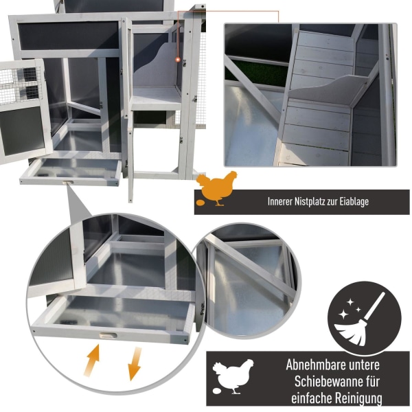 Rootz Chicken Coop - Grå, Vit - Gran - 62,99 cm x 29,52 cm x 31,49 cm