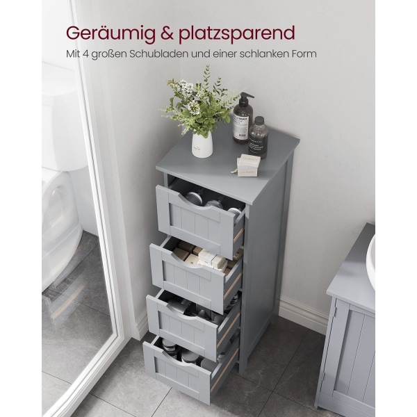 Rootz Badrumsmöbler - Förvaringsskåp - Organizer - MDF-skiva - 30cm x 30cm x 82cm - Mystic Grey - Monteringssats - Tippskydd - 90kg Topplastkapacitet