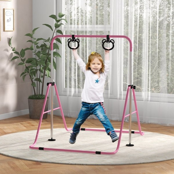 Rootz børnegymnastik vandret stang - opsætning til børnegymnastik - Justerbart fitnessudstyr - sikkert design - 148 cm x 105 cm x 88-128 cm