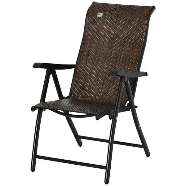Rootz Solstol - Fällbar Loungestol - Rottingstol - PE Rotting - Stål - Brun + Svart - 58L x 71W x 111H cm