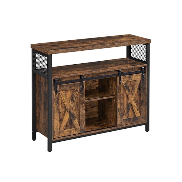 Rootz Vintage brun-sort opbevaringsskab - Spånpladestål - Skabsorganisering - Rustik kiste - 100 cm x 33 cm x 80 cm - Heavy Duty - Nem montering - Mul