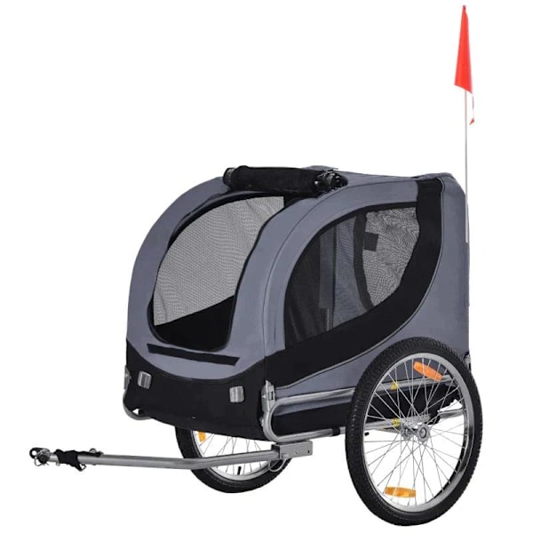 Rootz Pet Cykeltrailer - Cykeltrailer - Hundetrailer - Sammenklappelig - Universaltræk - Trailer - Stål/Polyester - Grå/Sort - 130 X 73 X 90cm