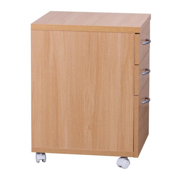 Rootz container 40 x 60 x 45 cm underskab med hjul bøg - vogn med skuffer - roll-up skab kontor - Kosmetikvogn Make Up trolley - Container under skriv