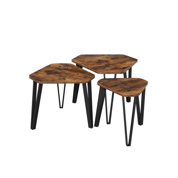 Rootz 3-osaiset sivupöydät - Vintage ruskea-musta - lastulevy te
