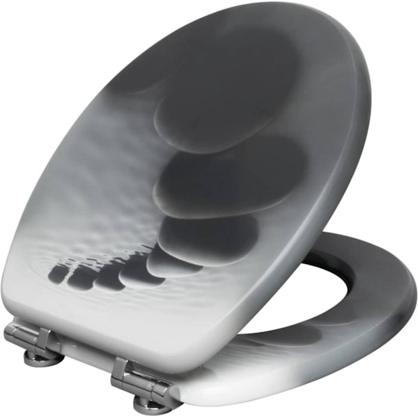 Rootz Soft-Close Toalettsits - Antibakteriell träsits - Vattenavvisande överdrag - Universal O-formad - Halkfri buffert - 37,8 cm x 43,8 cm x 3,2 cm