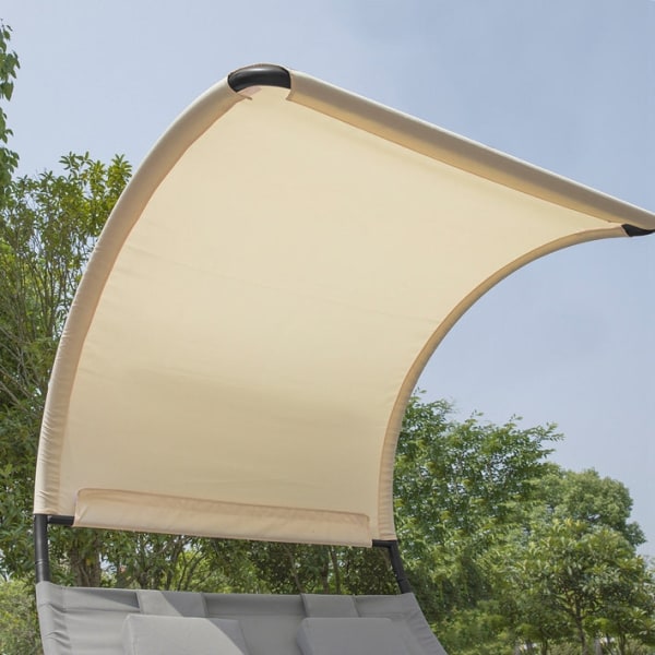 Rootz Double Rocking Lounger - Solstol med hjul - Trädgårdssäng med solskydd - Slitstark metallram - Vattenavvisande syntetisk fiber - Lätt att rengör