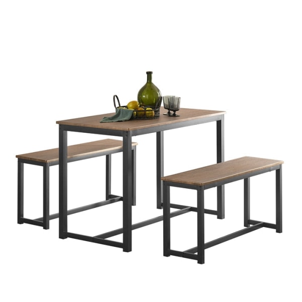 Rootz 3-delade matsalsset - Sittgrupp - Köksbordsset - Utrymmesbesparande design - MDF-faner bordsskiva - Robust metallstomme - Bord: 110cm x 74cm x 5