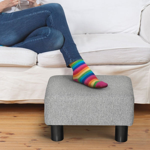 Rootz pall med tygöverdrag - Fotstöd - Soffbord - Stöder upp till 100 kg - Bekväma sittplatser - Skyddande fotkuddar - 40 cm x 30 cm x 24 cm - Ljusgrå