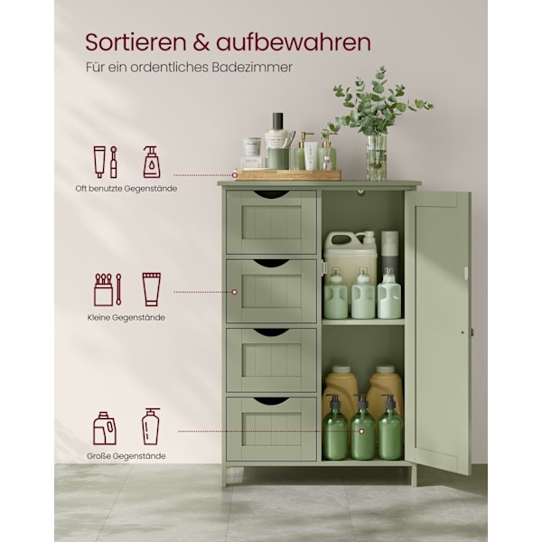 Rootz Forest Green Förvaringsskåp - Högt skåp - MDF - 45 kg Översta hyllkapacitet - 30 cm x 55 cm x 82 cm
