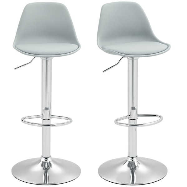 Rootz Sarja 2 kääntöpalkin jakkaraa - Bar -tuolit - Säädettävät kääntötuolit - Mukavat selkänoja - 42 x 38 x 82-104 cm - harmaa ja hopea