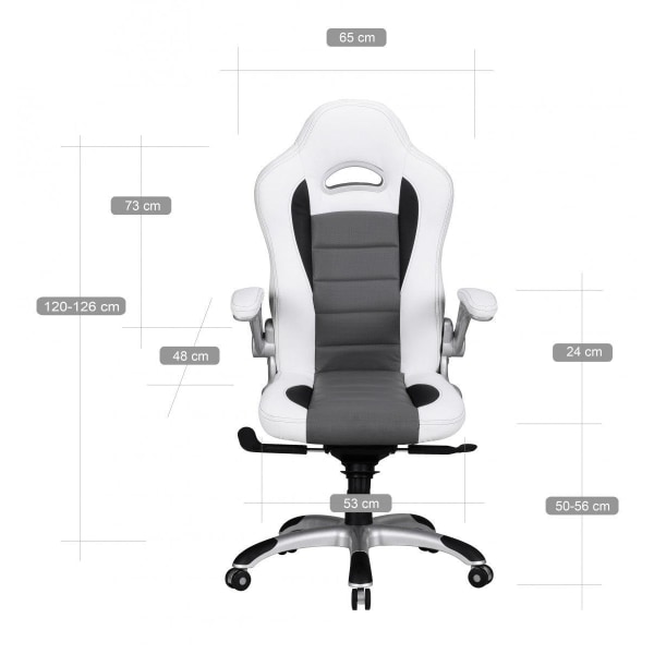 Rootz kontorsstolsöverdrag i läderimitation skrivbordsstol vit 1