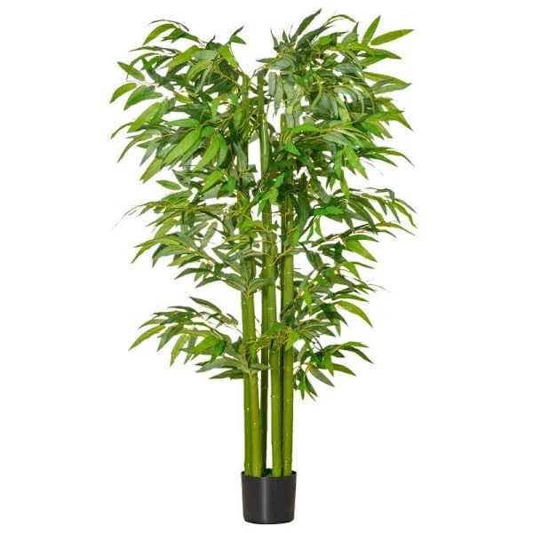 Rootz Kunstige Planter - Bambus Kunstig Plante - Indendørs Plante - Kontorplante - Plastpotte til indendørs og udendørs - Grøn + Sort - Ø17 x 160H cm