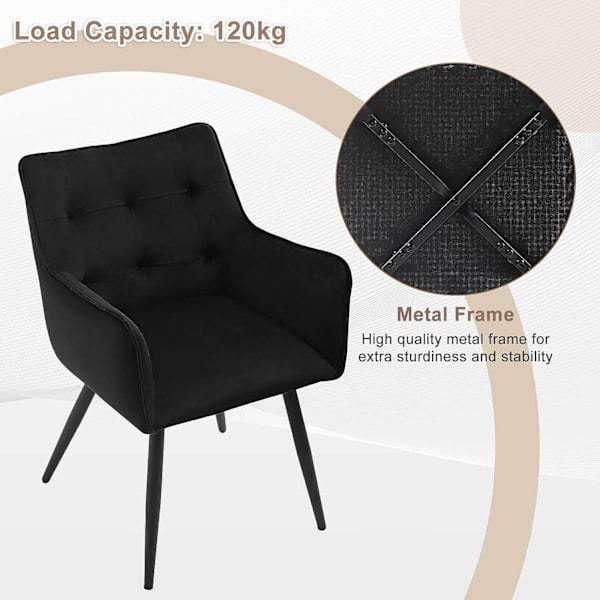 Rootz Velvet Dining Chair Set med 4 - Eleganta stolar - Bekväma sittplatser - Högdensitetsskum - Robust metallram - Ergonomisk design - 57cm x 80cm x
