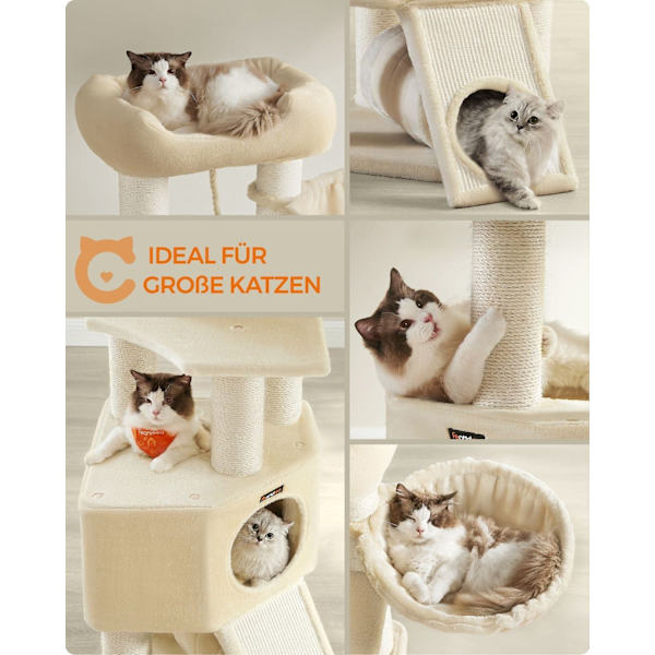 Rootz Cat Tree Tower - Kissakiipeilijä - Raaputustolppa - Lastulevyrakenne - Pehmopinnoite - Sisalköysi - 50cm x 50cm x 141cm