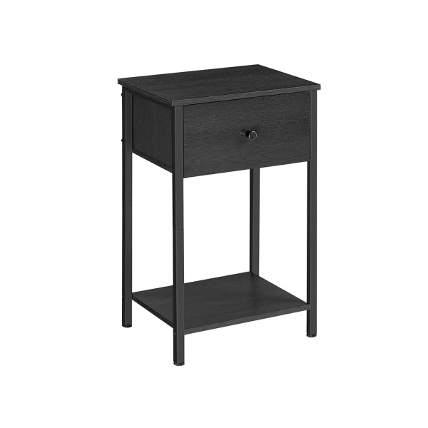 Rootz Sengebord - Natbord - Endebord - Spånplade stål ikke-vævet stof - 28cm x 38cm x 61cm - Sort - Letvægts - Robust konstruktion - Nem montering