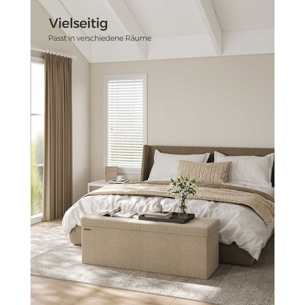 Rootz Camel Brown -istuinarkku - Säilytys ottomaanit - Jalkatuki - MDF-rakenne - Pellavaverhoilu - Vaahtomuovipehmuste - 38cm x 110cm x 38cm - 9,1kg -