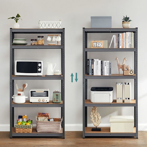 Rootz opbevaringsstativ - opbevaringshylder - kraftige reoler - 5 niveauer opbevaringshylder - metalopbevaringshylder - grå - 180 x 90 x 40 cm