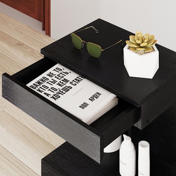 Rootz Bedside Table - Side Bord - Sofabord - Skjult skuffe & opbevaring - 40L x 30W x 46H cm