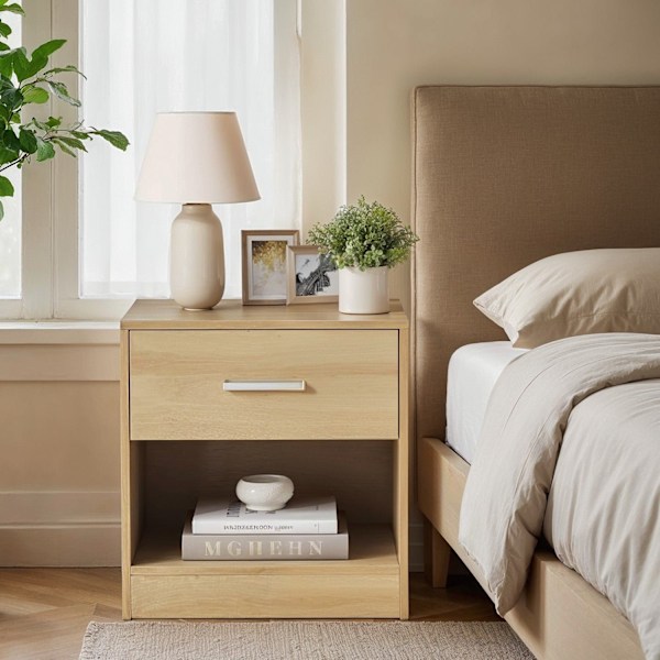 Rootz Bedside Bord med skuffe - sidebord - natbord - Rumbesparende opbevaring - 28,1 x 39,1 x 41,1 cm
