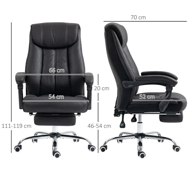 Rootz Kontorsstol - Skrivbordsstol - Executive Stol - Fotstöd - Justerbar i höjdled - 145° lutningsvinkel - Mikrofiber 100 % polyester - Skum - Svart