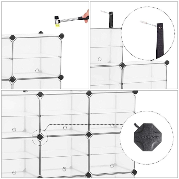 Rootz Skoskab Transparent - Opbevaringsskab - Transparent Hyldeskab - Skoskabe - 9 par sko - 123 x 31 x 93 cm