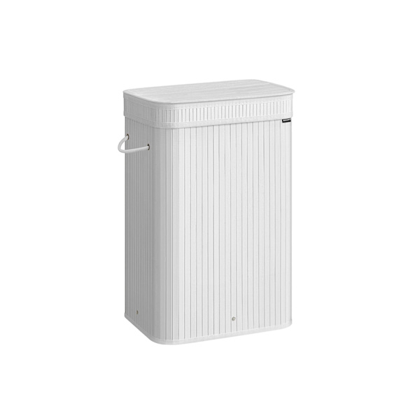 Rootz tvättkorg med bambulock - 72L Molnvit - Tvättkorg - Klädförvaring - Bambulock - 31,5 cm x 42,5 cm x 61 cm