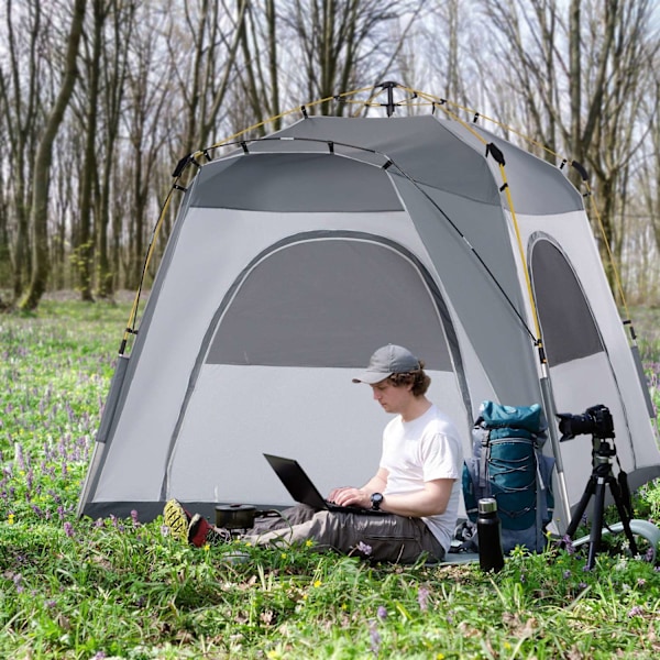 Rootz Family Camping -telt - Domo -telt - Pop -up -telt - Vandtæt og letvægt - 2,4L x 2,4W x 1,99h m - Let opsætning og godt ventileret