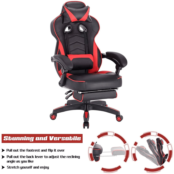 Rootz Ultimate Gaming Chair - Kontorstol - Ergonomisk computerstol - Justerbar, holdbar, nem montering - 121cm-128cm x 45cm-52cm