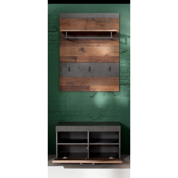Rootz Garderobesæt 2-delt - Skab - Knagerække - Brun og Sort - 80 x 192 x 37 cm